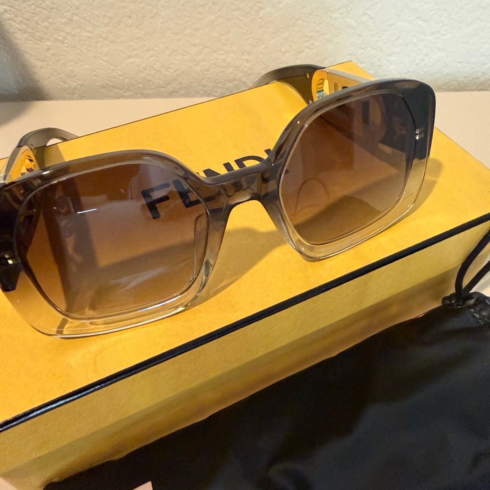 Fendi Black Sunglasses with Gold and Silver Logo Detail